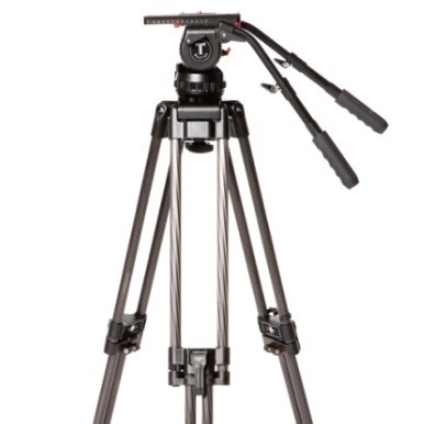 Teleprompter de câmera de fibra de carbono de duplo punho Tripod para filmagem profissional de vídeo