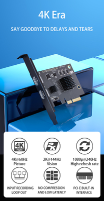 Cartão de captura de vídeo de áudio 4K de montagem SMD profissional para gravação ao vivo e OBS