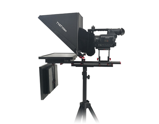 Tripódio profissional e casters incluídos Teleprompter de tela dupla de 21 polegadas para fala