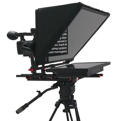 24 Inch Monitor Studio Embedded Computador Teleprompter de Grau de Transmissão com Caster Tripod