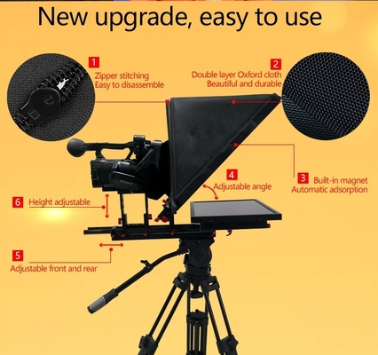 24 Inch Monitor Studio Embedded Computador Teleprompter de Grau de Transmissão com Caster Tripod