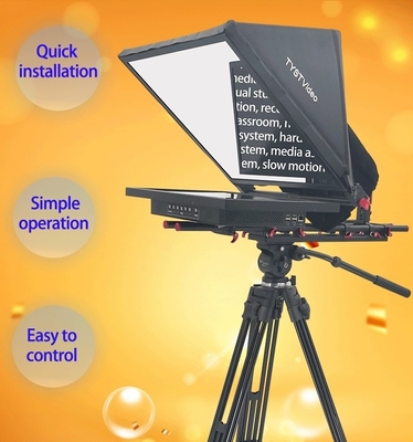 24 Inch Monitor Studio Embedded Computador Teleprompter de Grau de Transmissão com Caster Tripod