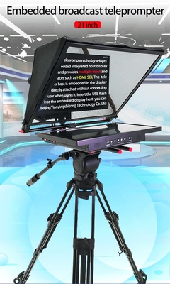 24 Inch Monitor Studio Embedded Computador Teleprompter de Grau de Transmissão com Caster Tripod
