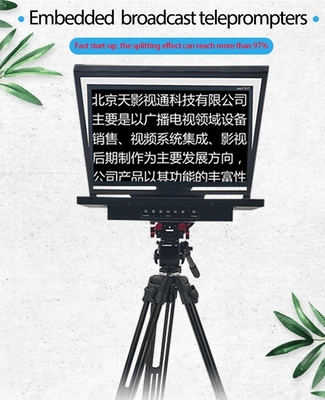 24 Inch Monitor Studio Embedded Computador Teleprompter de Grau de Transmissão com Caster Tripod