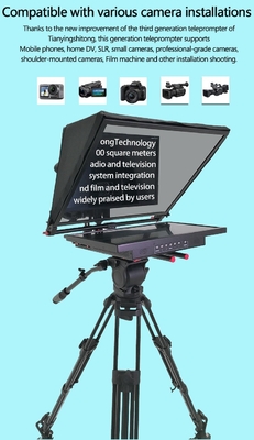 Teleprompter de tela única de 24 polegadas compatível com texto e imagem para apresentação em estúdio