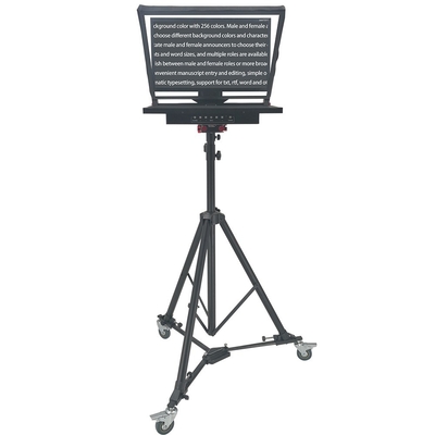 Teleprompter de transmissão com tripé e controle remoto 24 polegadas tela única Prompter embutido