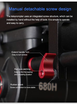Teleprompter de computador portátil de estúdio de 24 polegadas para interiores ou exteriores com tripé Caster e vidro temperado