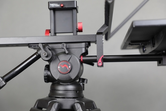 Teleprompter de tela dupla de 22 polegadas de alta transmissão de luz para interior / exterior no TYSTVideo