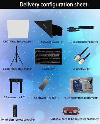 Teleprompter portátil de controle de tela de 21 polegadas para transmissão ao vivo