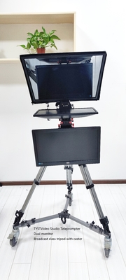 Teleprompter de tela dupla para sala de gravação de transmissão 21 polegadas tela grande