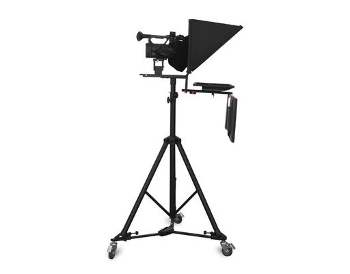 Teleprompter com monitores duplos e suporte ajustável