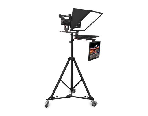 Teleprompter com monitores duplos e suporte ajustável