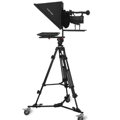 TS-200P Studio Single Mirror Monitor Teleprompter com Caster e Remote Wireless