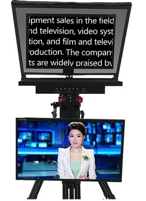 Teleprompter de transmissão de estúdio com monitor de auto-teste