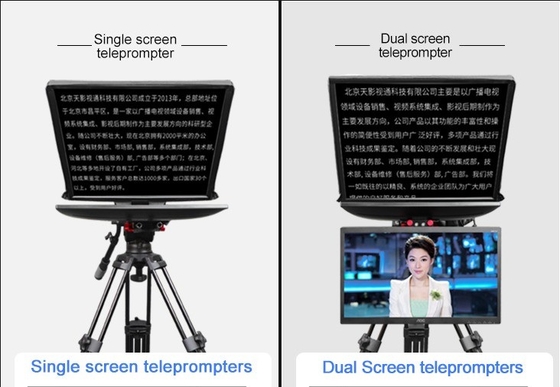 Teleprompter de estúdio de televisão e transmissão de 24 polegadas com 1 conjunto de esportes remotos ao vivo