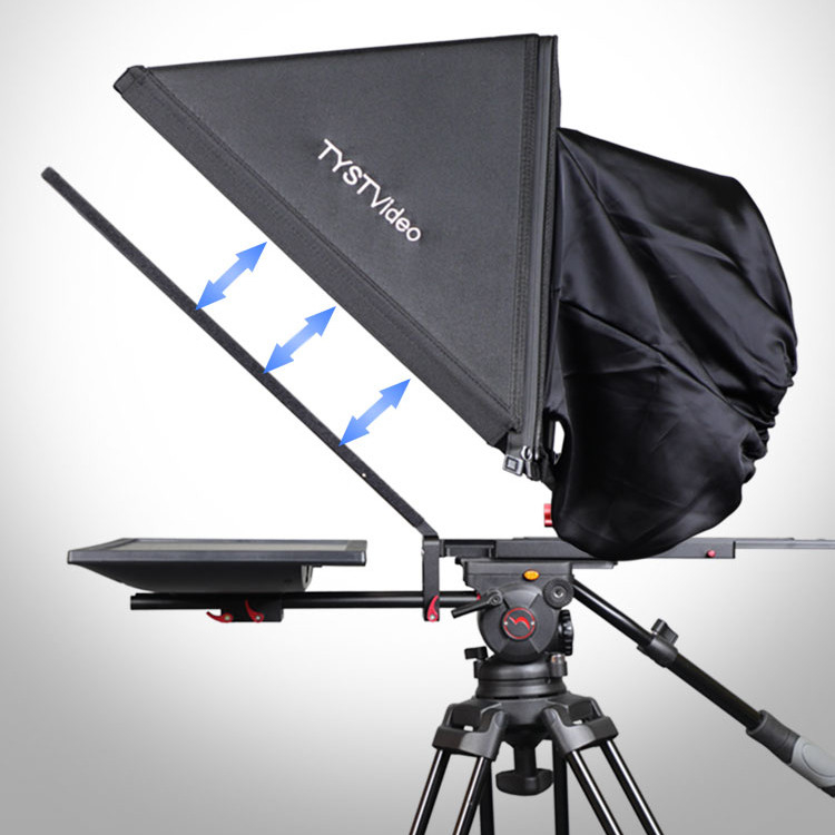 Teleprompter de computador portátil de estúdio de 24 polegadas para interiores ou exteriores com tripé Caster e vidro temperado