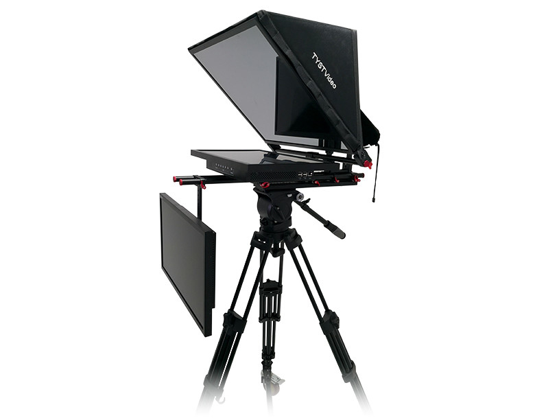Teleprompter de tela dupla para sala de gravação de transmissão 21 polegadas tela grande