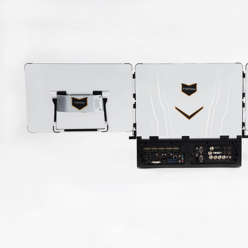 Fonte de sinal da Internet 17,3 polegadas Equipamento de transmissão ao vivo em três telas para jogos esportivos portáteis ao ar livre